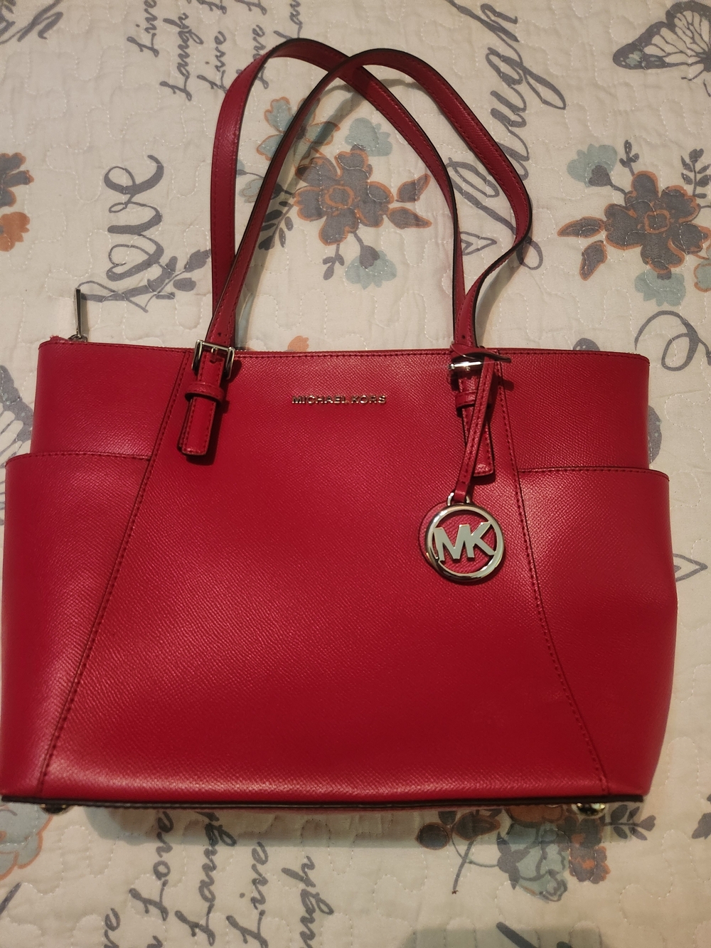 Michael Kors Bright Red Saffiano Leather Tote - Picture 1 of 8